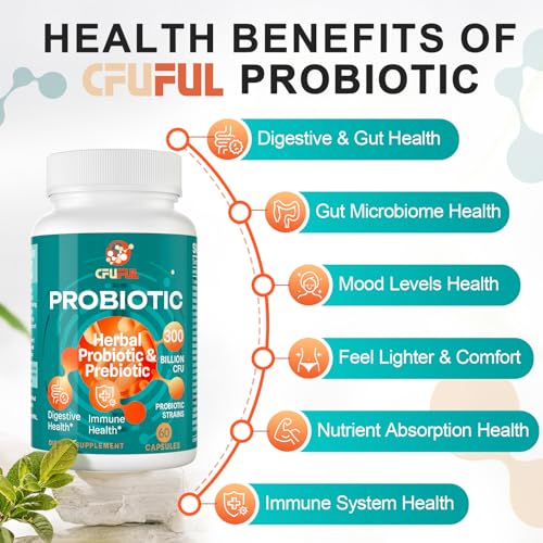 Probiotics for Women & Men - 300 Billion CFU & 24 Strains Probiotic with 15 Organic Herbs Cfuful buy supplements canada
