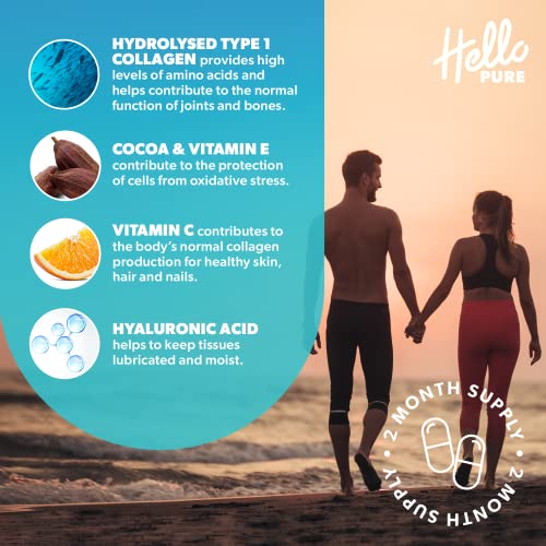 Marine Collagen Capsules - 1855mg - 120 Capsules - Enriched with Hyaluronic Acid & Vitamins C & E Hello Pure buy supplements canada