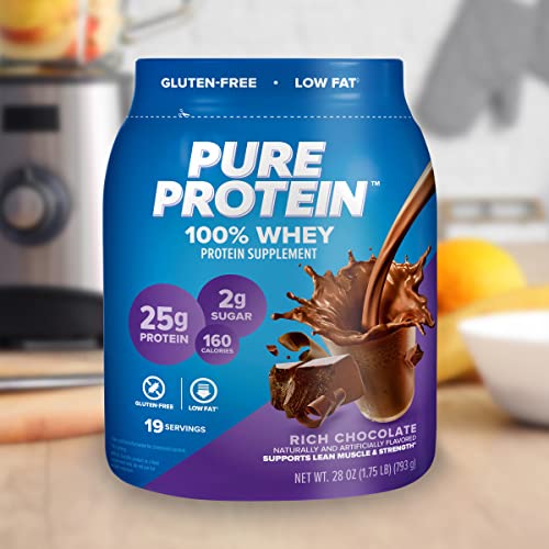 Pure Protein 100% Whey Protein Powder, Rich Chocolate, 25 g Protein, 1.75 lb Pure Protein buy supplements canada