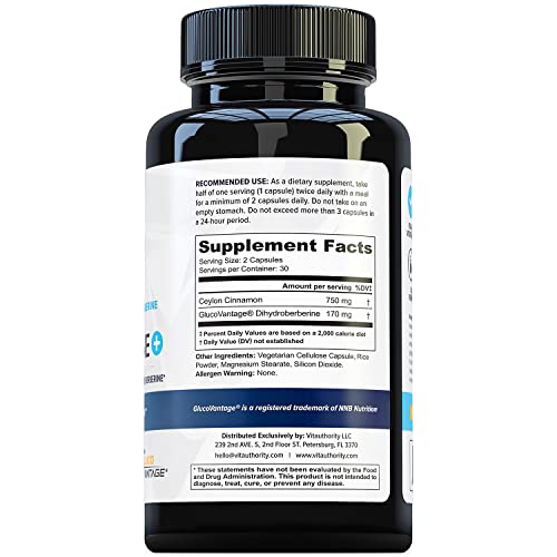 Vitauthority Extra Strength Berberine with Ceylon Cinnamon High Absorption Vitauthority buy supplements canada