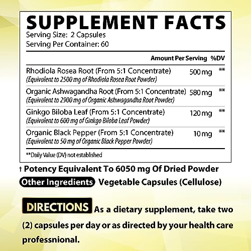 6050mg Rhodiola Rosea Supplement with Ashwagandha Root, Ginkgo Biloba & Black Pepper Satoomi buy supplements canada