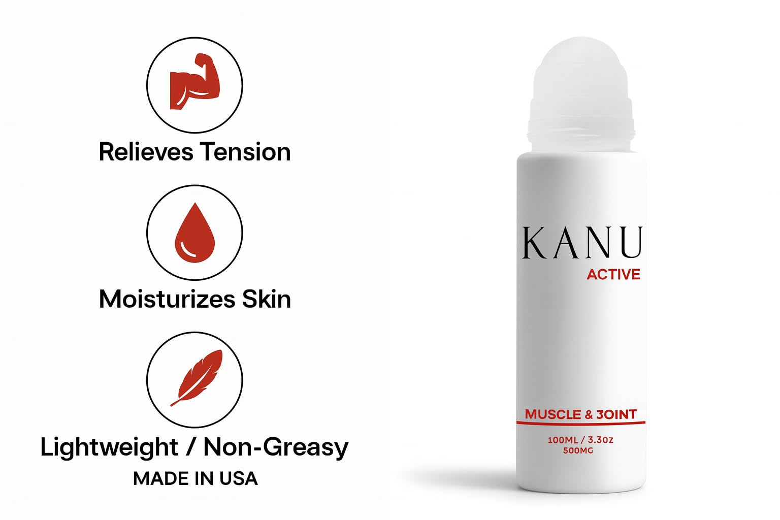 Muscle & Joint Relief Roll-On Cooling Serum- 3.3 oz- Fast Absorbing Pain Relief for Sore Muscles and Joints- Workout Recovery and Joint Support for Athletes and Active Lifestyles KANU buy supplements canada