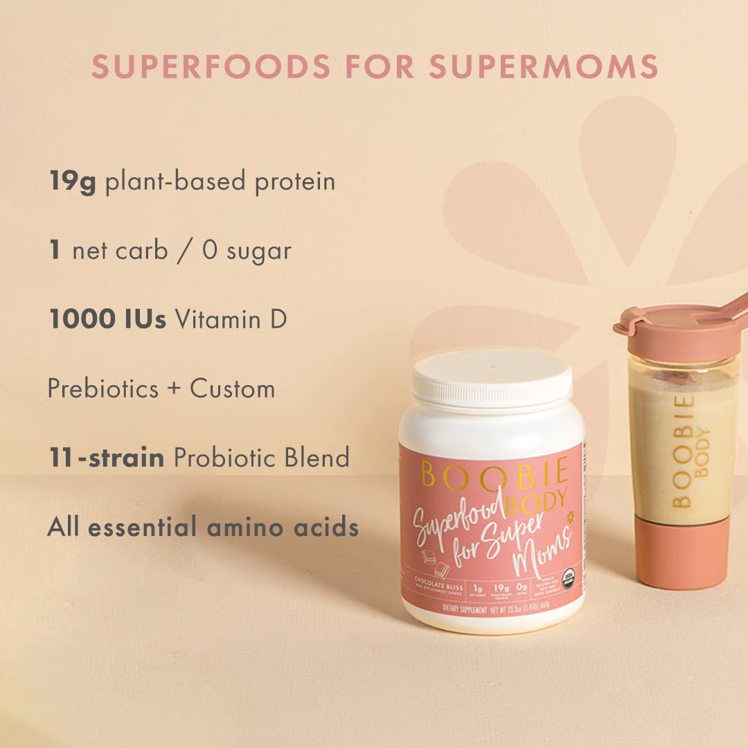 Boobie Body Organic Superfood Plant-Based Protein Shake, Chocolate Bliss, [23.4oz, 1 Tub] Boobie Brands buy supplements canada