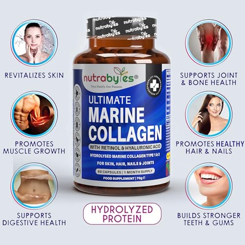 High Strength Marine Collagen with Hyaluronic Acid, Retinol and Vitamin C NUTRABYTES buy supplements canada