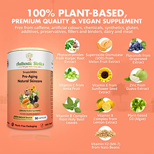 Vegan Collagen Boosting Natural Plant-based Skincare, Vitamins for Healthy Skin with Antioxidants Authentic Biotics buy supplements canada