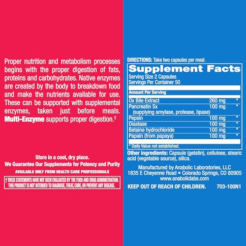 Anabolic Laboratories Multi Enzyme Nutritional Supplements - 100 Capsules of Digestive Anabolic Laboratories buy supplements canada