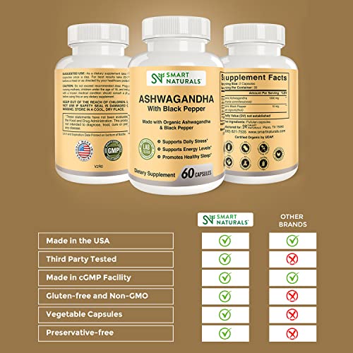 Smart Naturals Organic Ashwagandha with Black Pepper Herbal Supplements, Relieves Smart Naturals buy supplements canada