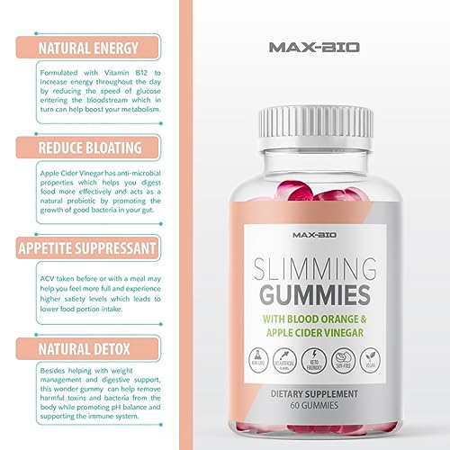 (Official 2 Pack) Slimming Gummies It Works with Apple Cider Vinegar and Sicilian Blood Orange Extract Max-Bio buy supplements canada