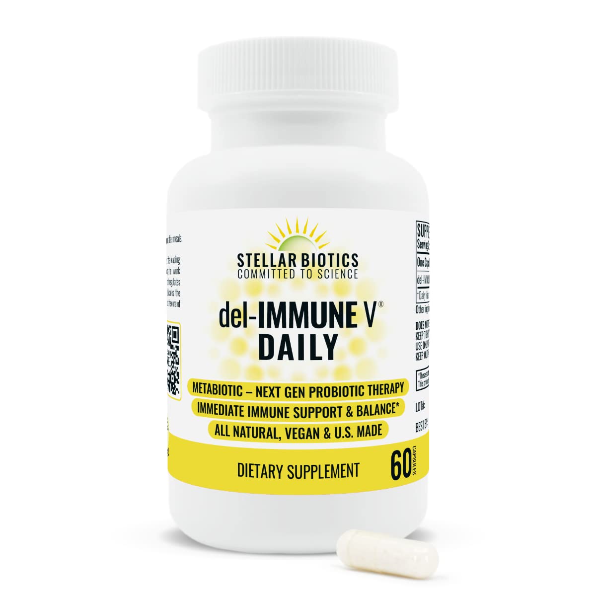 Del-Immune V Daily by Stellar Biotics, All-Natural Immune Support & Gut Health, Immediate Care, Metabiotic: NextGen Probiotic Therapy (60 Caps) Del-Immune V buy supplements canada