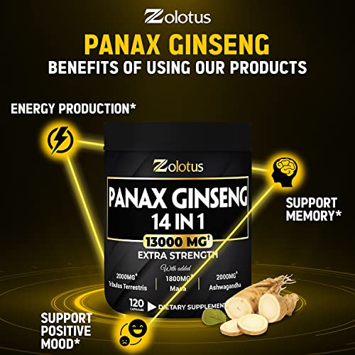 Premium Panax Ginseng 14 in 1, 13X Potency, High Strength Capsules with Horny Goat Weed Zolotus buy supplements canada