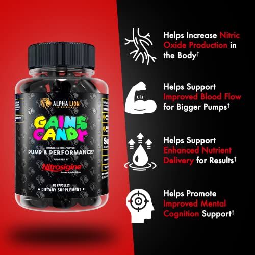 ALPHA LION Gains Candy, Supplement Pills for Muscle Pump & Blood Flow, Nitric Oxide ALPHA LION buy supplements canada