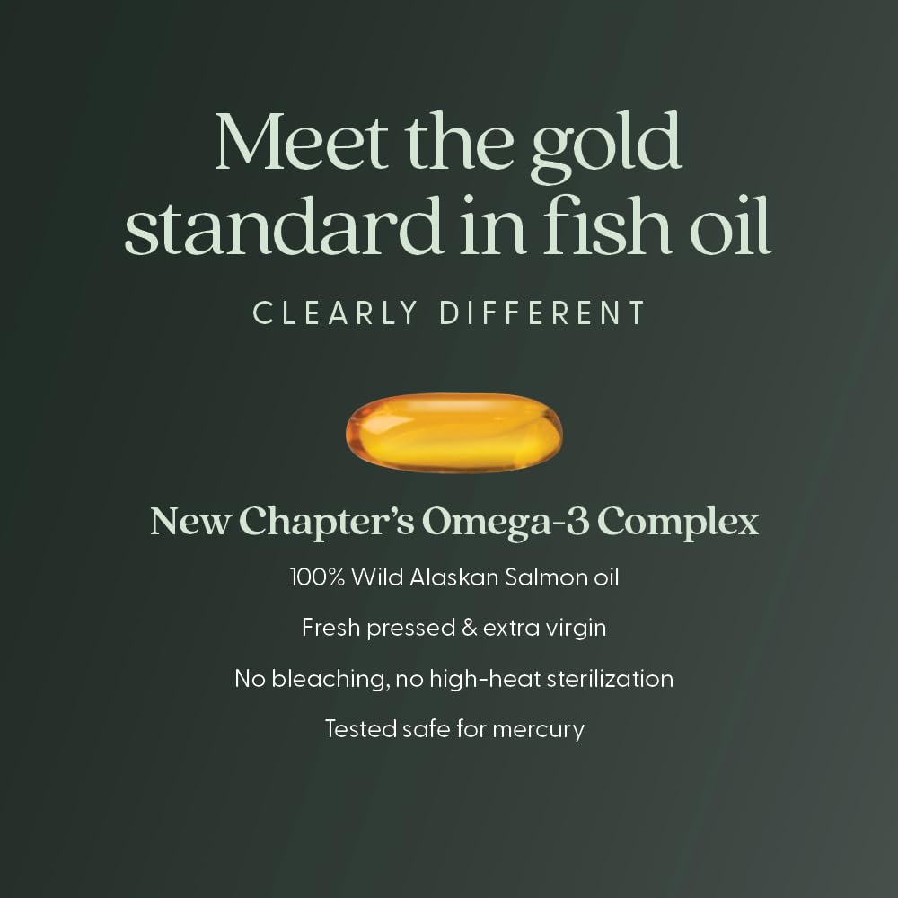 New Chapter Omega-3 Complex, 1000mg Softgels, Fish Oil Supplement Wild Alaskan Salmon for Heart, Brain, Eye, Joint & Skin Health Support - 30 Count New Chapter buy supplements canada