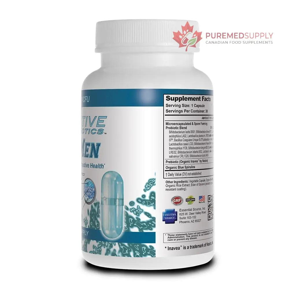 Essential Source TriActive Biotics for Men - Probiotic Capsules, 30 Billion CFU with Prebiotics & Blue Spirulina, Shelf Stable, Allergen Free, Digestive & Immune Support, 30 Count Essential Source buy supplements canada