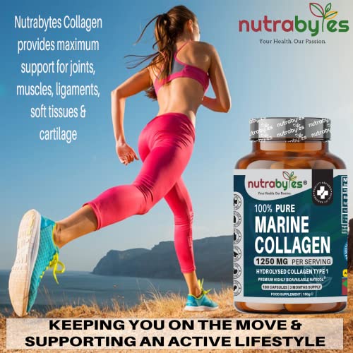 High Strength Marine Collagen Capsules - 1250mg Hydrolysed Collagen Supplement NUTRABYTES buy supplements canada
