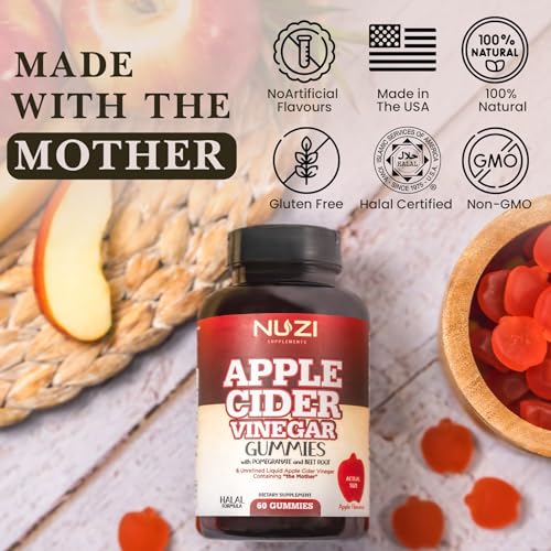 NUZI Apple Cider Vinegar Gummies with Pomegranate & Beetroot | 500 mg | Certified Halal NUZI buy supplements canada