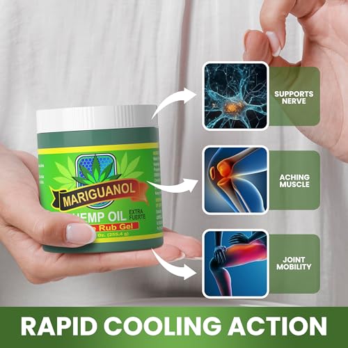 Mariguanol 9 Oz. Extra Strong Muscle Rub Gel with Hemp Oil, Menthol & Camphor – Cooling, Rapid-Absorbing Topical Gel for Active Lifestyles – Net Wt. 9 oz (255.4 g) [Pack of 2] MARIGUANOL buy supplements canada