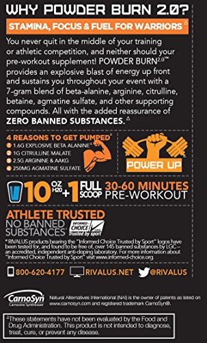 Rivalus Powder Burn 2.0 Pre Workout Supplement, Blue Raspberry, 0.89 Pounds Rivalus buy supplements canada