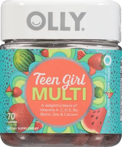 OLLY Teen Girl Multi Gummy, Healthy Skin and Immune Support, 15 Essential Vitamins, Biotin, Zinc, Calcium, Chewable Multivitamin OLLY buy supplements canada