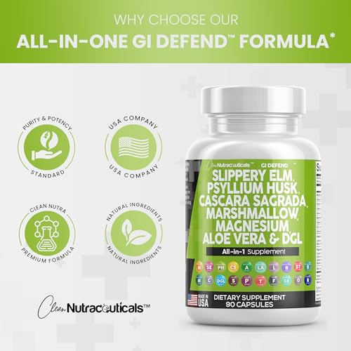 Slippery Elm 5000mg Psyllium Husk 2000mg Pre Probiotic Digestive Gut Clean Nutraceuticals buy supplements canada