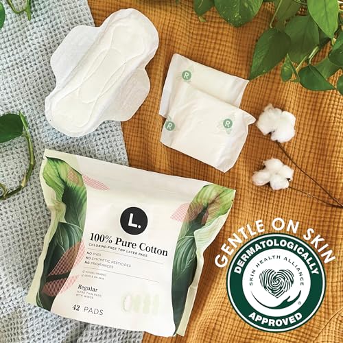 L. Pure Cotton Topsheet Pads for Women, Regular Absorbency, Ultra Thin Pads with Wings L. buy supplements canada