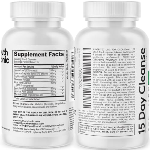 Youth & Tonic 15 Day Colon Cleanser & Detox for Waste Loss to Feel Lighter Youth & Tonic buy supplements canada