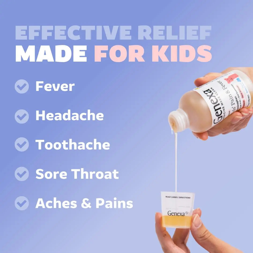 Genexa Kids & Adults Clean Acetaminophen Combo | Family Pain & Fever Bundle | Dye Free, 0% Artificial Additives | Vegan & Non-GMO | Medicine Made Clean | Ages 2-11, 12+ (2 Pack) Genexa buy supplements canada