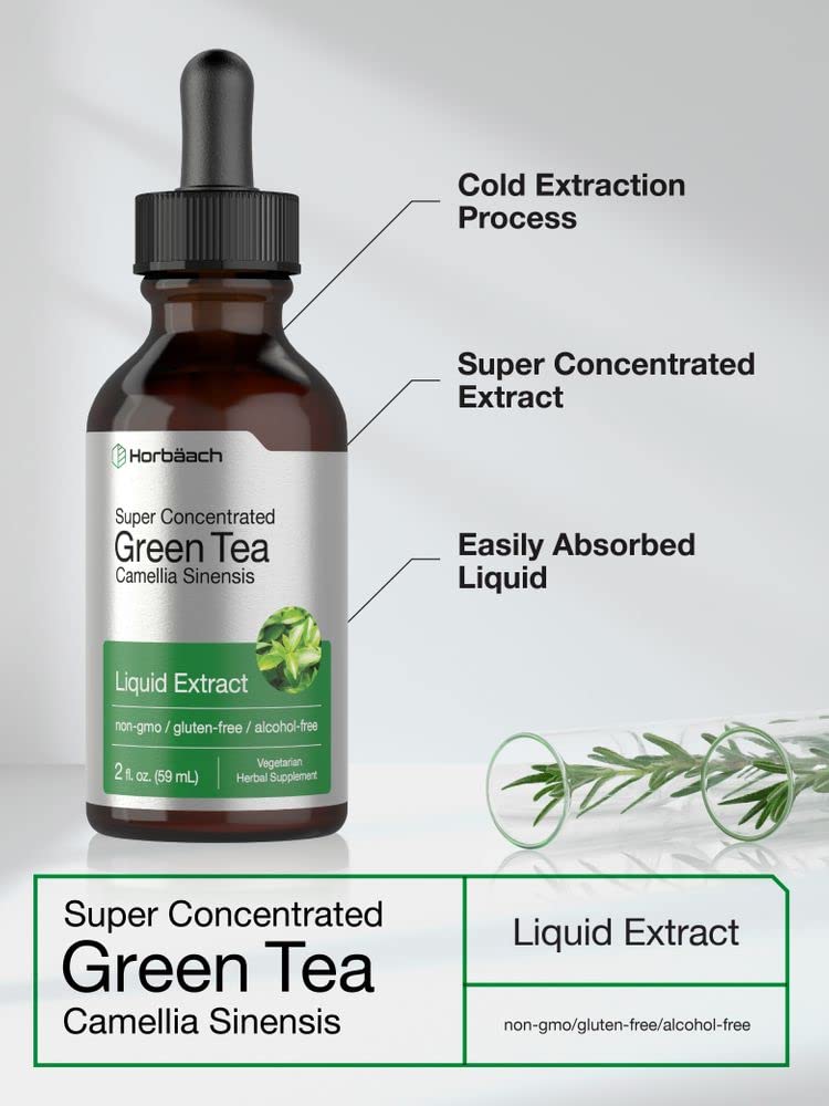 Green Tea Extract Liquid | 2 Fl Oz | Alcohol Free, Vegetarian Tincture | Super Concentrated Horbäach buy supplements canada