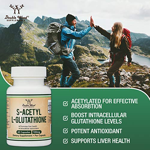 S-Acetyl L-Glutathione Capsules - 100mg, Manufactured and Tested in The USA, 60 Count Double Wood Supplements buy supplements canada