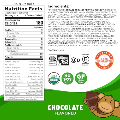 Orgain Organic Kids Nutritional Protein Shake, Chocolate - Kids Snacks with 8g Dairy Orgain buy supplements canada