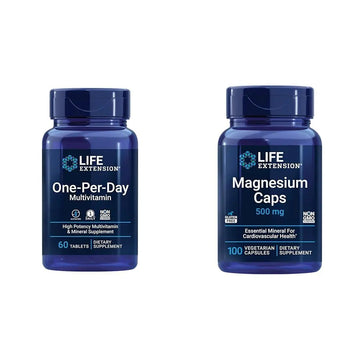 Life Extension One-Per-Day Multivitamin – Packed with Over 25 Vitamins, Minerals & Plant Extracts & Magnesium Caps, 500 mg, Magnesium Oxide, Citrate, Succinate, Heart Health Life Extension buy supplements canada
