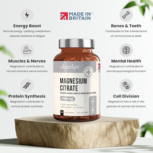 Magnesium Citrate - 1480mg High Strength - 240 Capsules (4 Month Supply) - Vegan VitaBright buy supplements canada