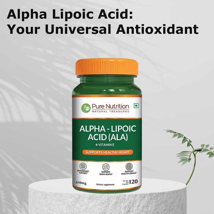 Pure Nutrition Alpha Lipoic Acid 600mg + Vitamin E | 120 Caps | Powerful Antioxidant to Support Nerve & Heart Health*. | Non-GMO PURE NUTRITION NATURAL TREASURES buy supplements canada