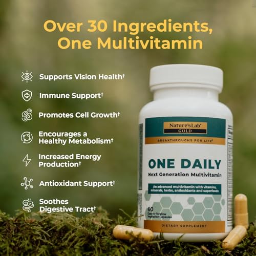Nature's Lab Gold One Daily Multivitamin - Contains 19 Essential Vitamins & Minerals including Vitamin C, D3 & Zinc - 60 Capsules (2 Month Supply) Nature's Lab buy supplements canada