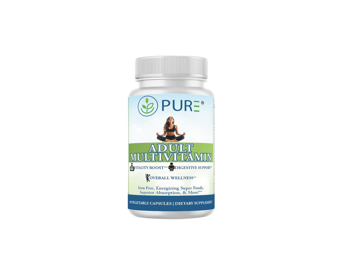 PURE Adult Multivitamin with Vitamins A, C, D3, B12, Minerals, Digestive Enzymes, 90 Capsules, 30 Servings PURE buy supplements canada