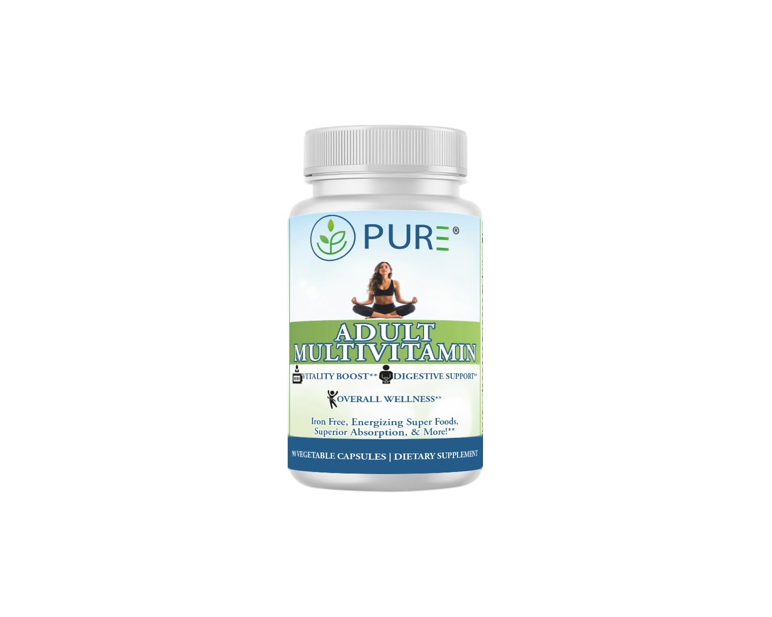 PURE Adult Multivitamin with Vitamins A, C, D3, B12, Minerals, Digestive Enzymes, 90 Capsules, 30 Servings PURE buy supplements canada