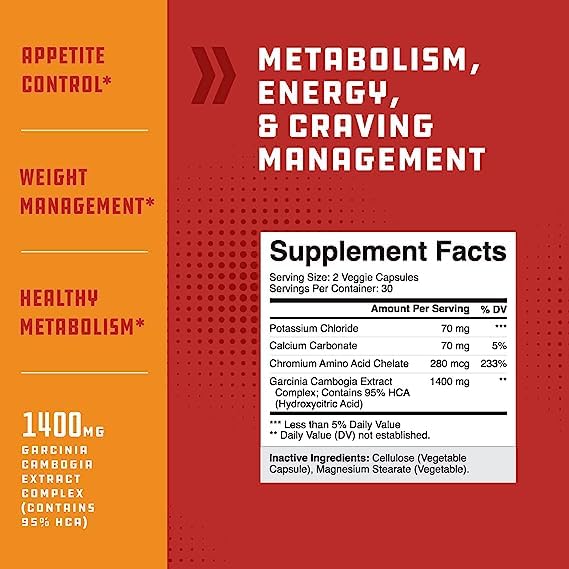 95% HCA Pure Garcinia Cambogia Extract - Blocks Carb Absorption - Suppresses Appetite Natures Craft buy supplements canada