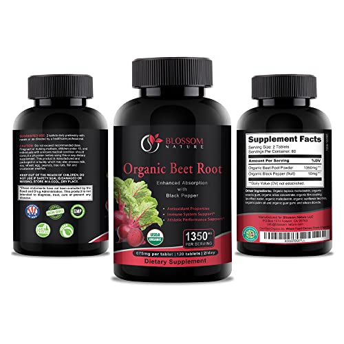 Organic Beet Root Powder 1350mg with Black Pepper-Nitric Oxide Booster, Digestive System Blossom Nature buy supplements canada