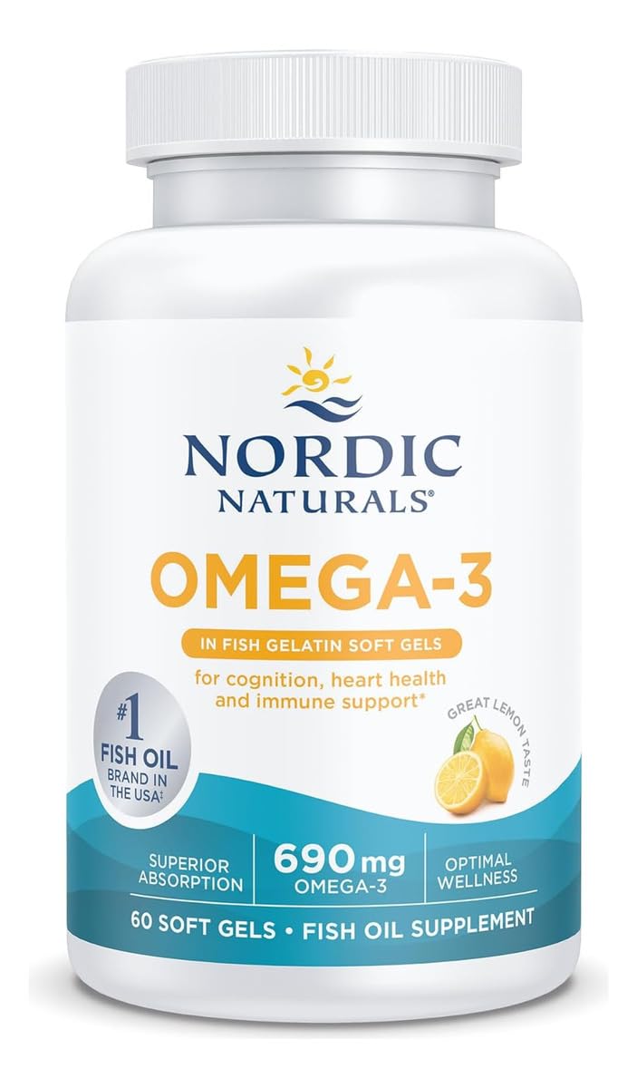 Nordic Naturals Omega-3 in Fish Gelatin, Lemon Flavor - 60 Fish Gels - 690 mg Omega-3 - Fish Oil - EPA & DHA - Immune Support, Brain & Heart Health, Optimal Wellness - Non-GMO - 30 Servings Nordic Naturals buy supplements canada