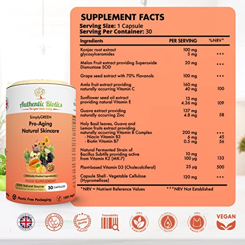 Vegan Collagen Boosting Natural Plant-based Skincare, Vitamins for Healthy Skin with Antioxidants Authentic Biotics buy supplements canada