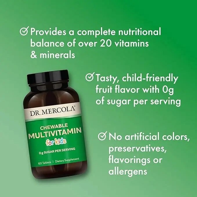 Dr. Mercola Chewable Multivitamin for Kids - 28 Vitamins & Minerals - 0g Sugar - Non-GMO, Gluten-Free & Soy-Free Dr. Mercola buy supplements canada