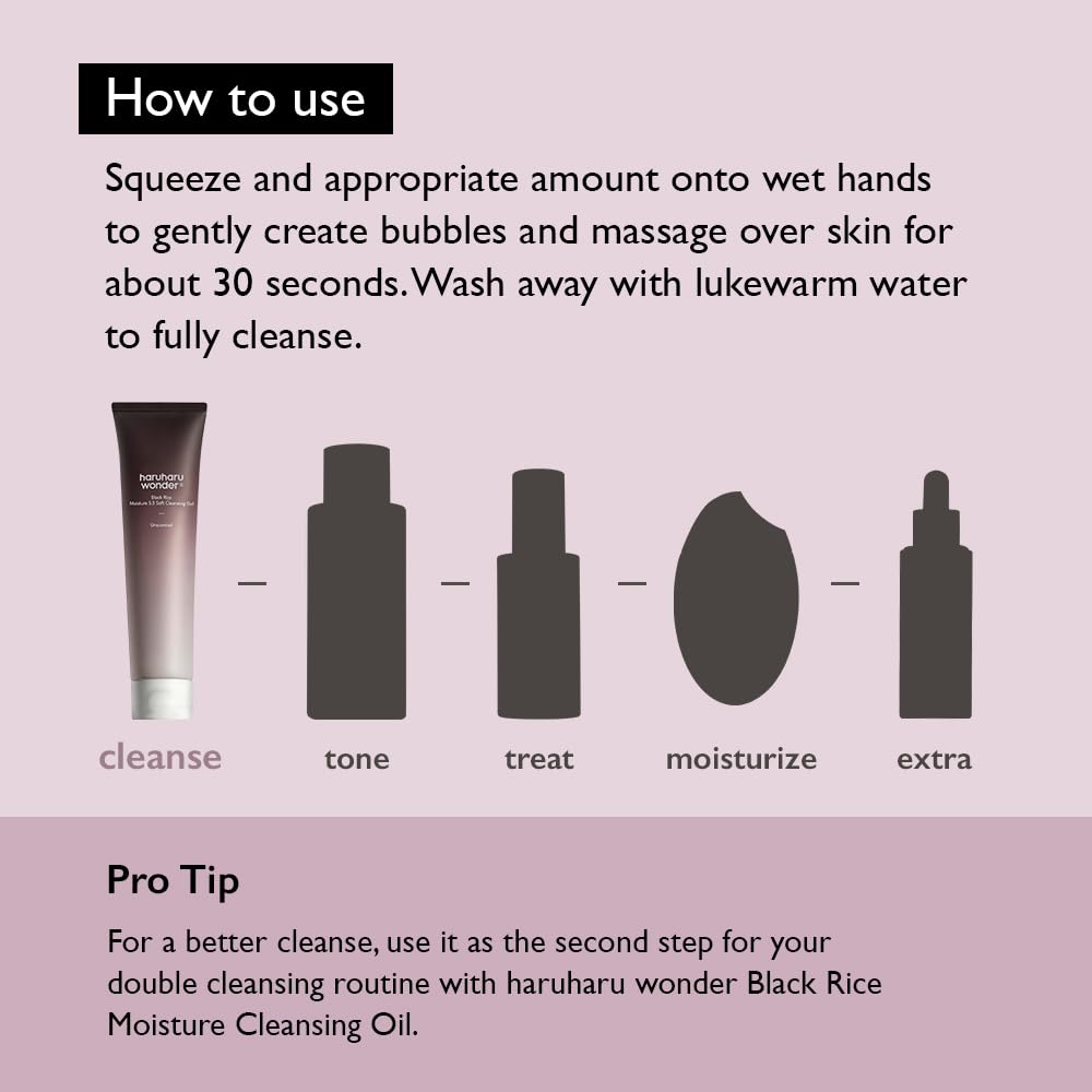 HARUHARU wonder Black Rice Moisture 5.5 Soft Cleansing Gel, Gentle Daily Cleanser, Low 5.5pH, Moisture Balance, Soap Free HARUHARU buy supplements canada