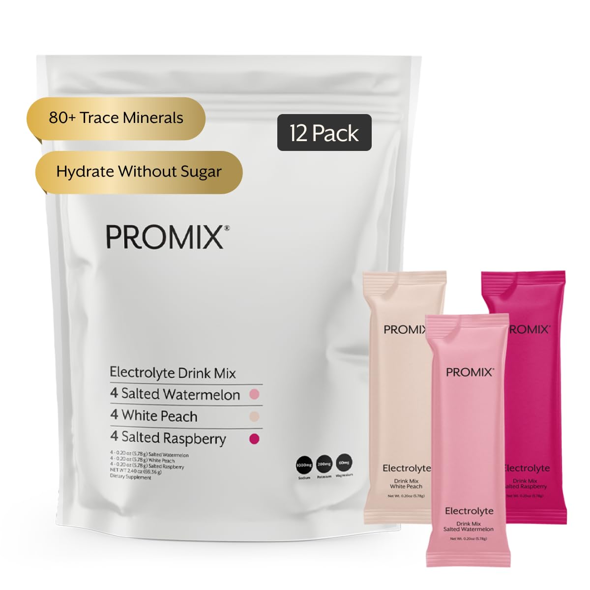 ProMix Nutrition Electrolytes Powder Hydration Packets - Himalayan Pink Salt, Magnesium, Potassium, Vitamin C - Variety Pack, Lightly Sweetened - 12 Servings (Pack of 12) ProMix Nutrition buy supplements canada
