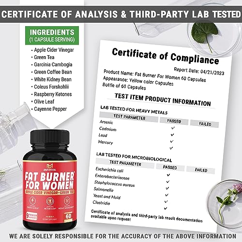 Fat Burner for Women, 9-in-1 Powerful Blend of Apple Cider Vinegar, Green Tea, Garcinia Cambogia BMVINVOL buy supplements canada
