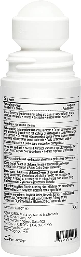Cryoderm Cold Roll-on 3oz, 2.4 Lb CryoDerm buy supplements canada