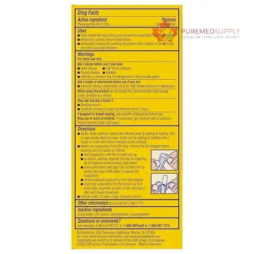 PREPARATION H Hemorrhoid Symptom Treatment Suppositories, Burning, Itching and Discomfort Relief (48 Count) Preparation H buy supplements canada