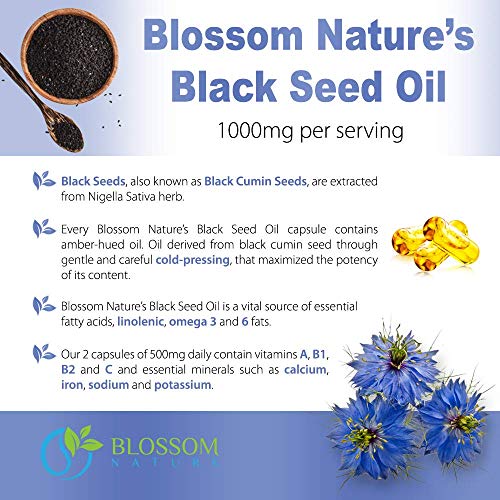 Black Seed Oil Capsules 1000mg - Premium Black Cumin Seed Oil Capsules - Black Seed Blossom Nature buy supplements canada