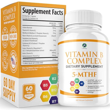1 Body Vitamin B Complex – 5-MTHF Folate with B1, B2, B5, B6 1 Body buy supplements canada