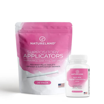 Natureland [40 Count Boric Acid Suppositories 600mg w/ [20 Pack] Vaginal Applicator - Feminine Care Natureland buy supplements canada