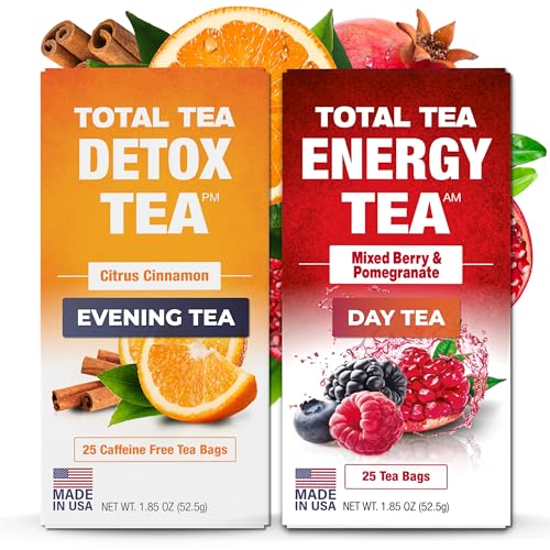 Total Tea Detox Tea & Energy Tea Set - 25 Day Detox Tea - Herbal SIim Tea Total Tea buy supplements canada