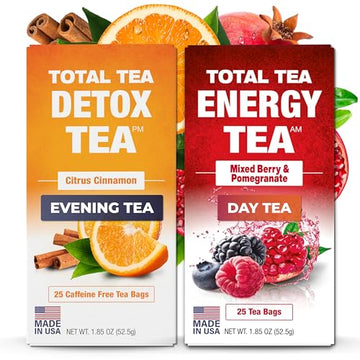 Total Tea Detox Tea & Energy Tea Set - 25 Day Detox Tea - Herbal SIim Tea Total Tea buy supplements canada